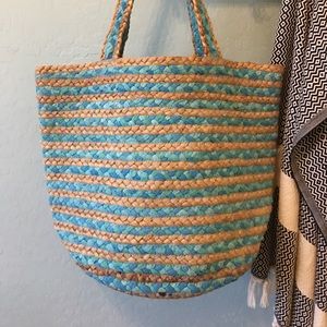 The IRIS Woven Jute and Cotton Stripe Beach Bag